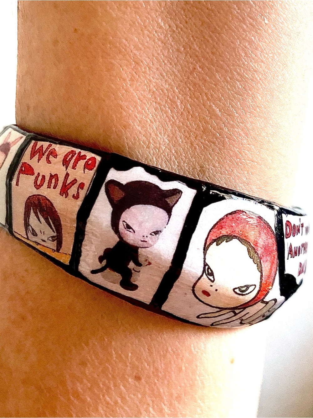 Handmade Yoshimoto Nara Character Art Bangle Bracelet-Multicoloured